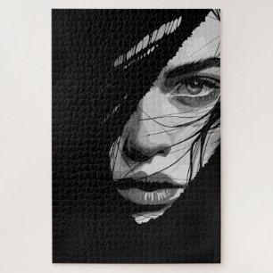 Monochrome geheimnisvolle Portrait Art Puzzle
