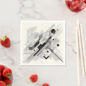 Monochrome Geometric Linework Serviette (Beispiel)