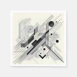 Monochrome Geometric Linework Serviette