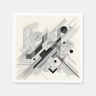 Monochrome Geometric Linework Serviette