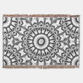 Monochrome Geometric Mandala Bloom Decke