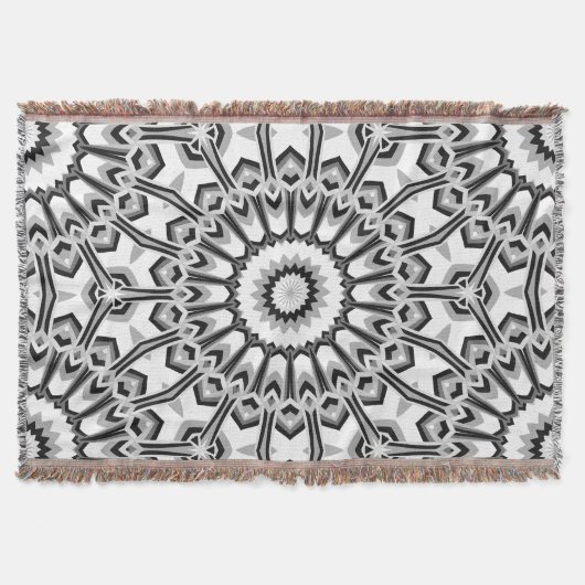 Monochrome Geometric Mandala Bloom Decke (Vorderseite)