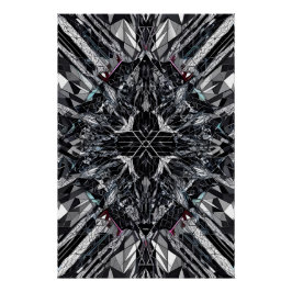 Monochrome Geometrie: Abstrakter polygonaler Nexus Poster