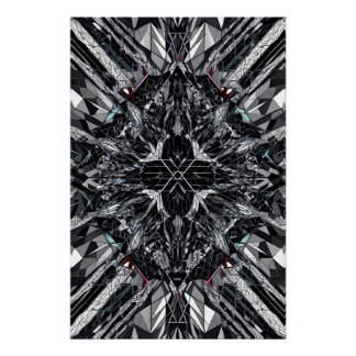 Monochrome Geometrie: Abstrakter polygonaler Nexus Poster