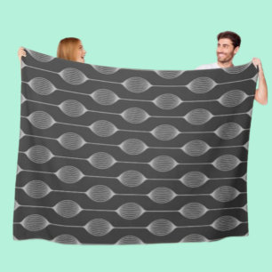 Monochrome Geometrie – abstraktes Muster Fleecedecke