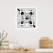 Monochrome Geometrie, Minimalistische Abstrakte Ge Poster (Küche)