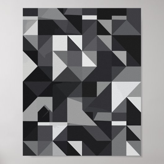 Monochrome geometrische Muster mit dreieckiger For Poster (Vorne)