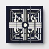 Monochrome geometrische Symmetrie - Abstrakte Lini Fotoplatte (Vorderseite)