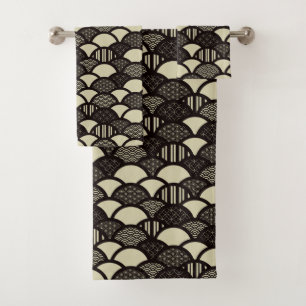 Monochrome geometrische Wellenmuster Badhandtuch Set