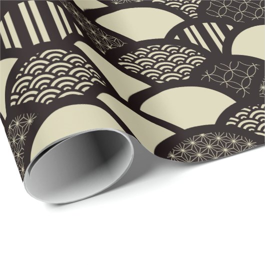 Monochrome geometrische Wellenmuster Geschenkpapier (Rolleneckpunkt)