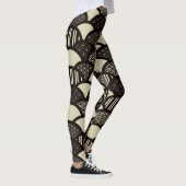 Monochrome geometrische Wellenmuster Leggings (Rechts)