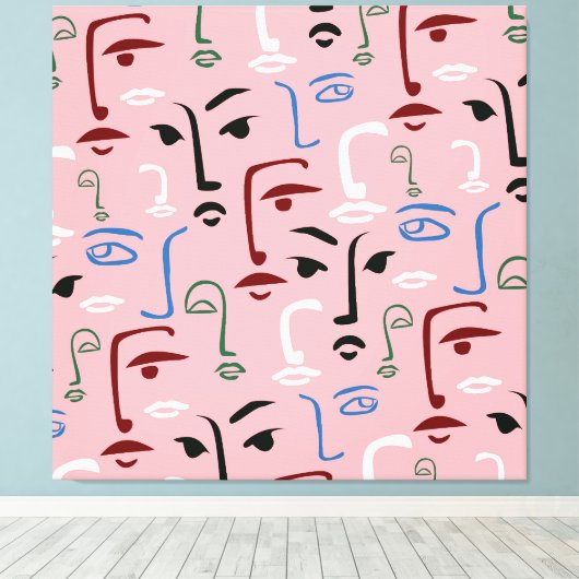 Monochrome Gesichter Leinwanddruck (Insitu (Holzboden))