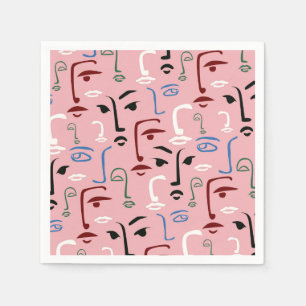 Monochrome Gesichter Serviette