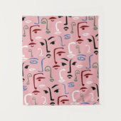 Monochrome Gesichter Wandteppich (Vorderseite)