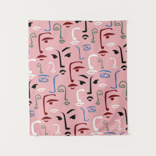 Monochrome Gesichter Wandteppich