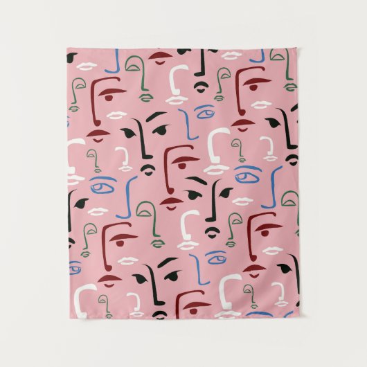 Monochrome Gesichter Wandteppich (Vorderseite)