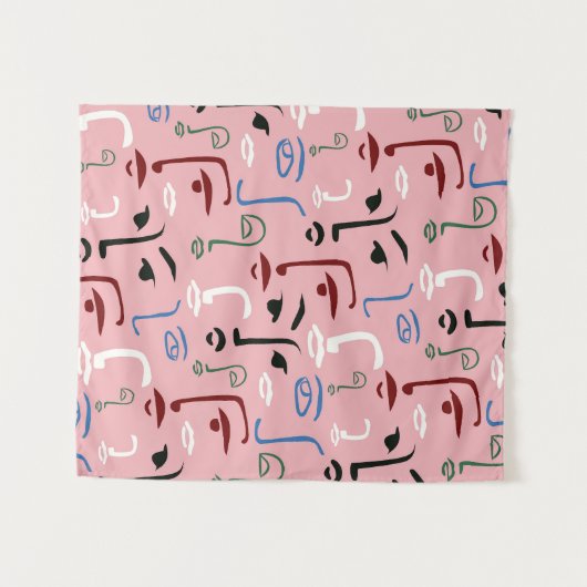 Monochrome Gesichter Wandteppich (Vorderseite (Horizontal))