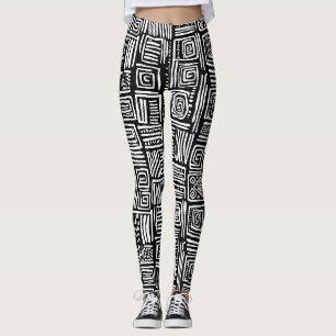 Monochrome gewebte Linien Schwarz Weiß abstrakte T Leggings