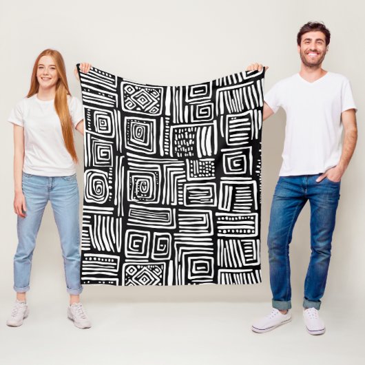 Monochrome gewebte Linienstruktur Schwarz Weiß Abs Fleecedecke (Beispiel)