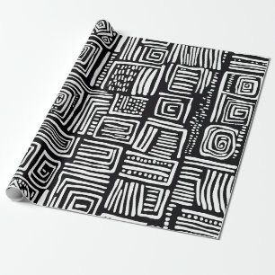 Monochrome gewebte Linienstruktur Schwarz Weiß abs Geschenkpapier