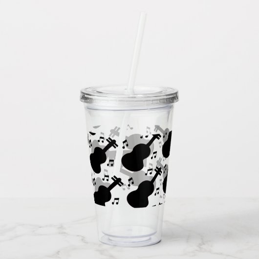 Monochrome Gitarren-Individuelle Name Acryltrinkbecher (Rückseite)