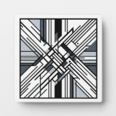 Monochrome Gitter X - Abstrakt geometrische Linien Fotoplatte (Vorderseite)