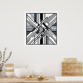 Monochrome Gitter X - Abstrakt geometrische Linien Poster (Küche)