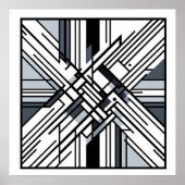 Monochrome Gitter X - Abstrakt geometrische Linien Poster (Vorne)
