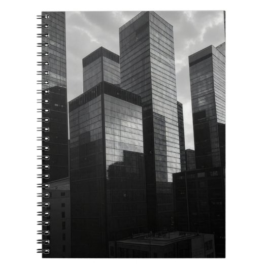 Monochrome Glasfaser Skycraper City Notebook Notizblock (Vorderseite)