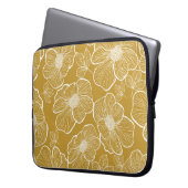 Monochrome goldene Blüte: Abstrakt nahtlos Laptopschutzhülle (Vorderseite Links)