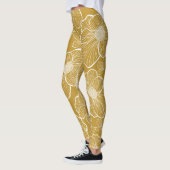Monochrome goldene Blüte: Abstrakt nahtlos Leggings (Links)