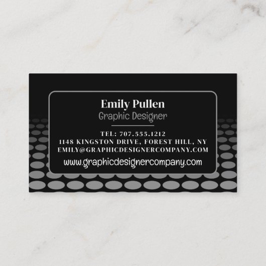 Monochrome Grafik, Grafik-Designer Visitenkarte (Rückseite)