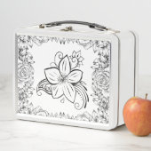 Monochrome grafische Kunst, schöne Blume Metall Brotdose (Beispiel)