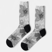 Monochrome graue Blume Socken (Linkes Detail)