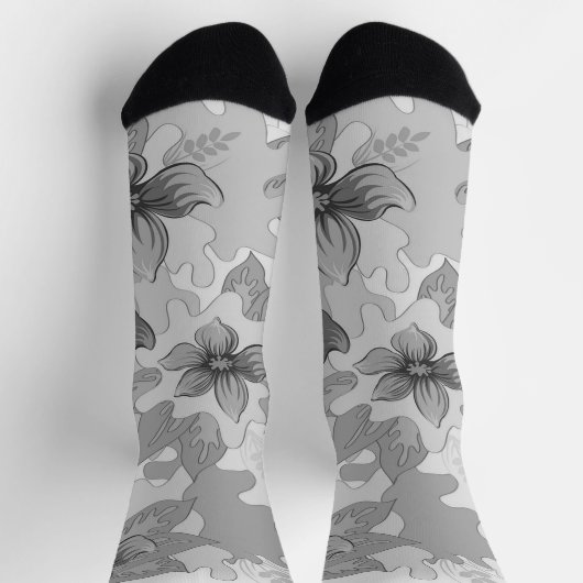 Monochrome graue Blume Socken (Oben)
