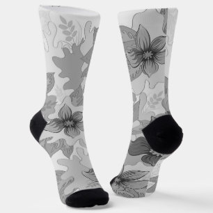 Monochrome graue Blume Socken