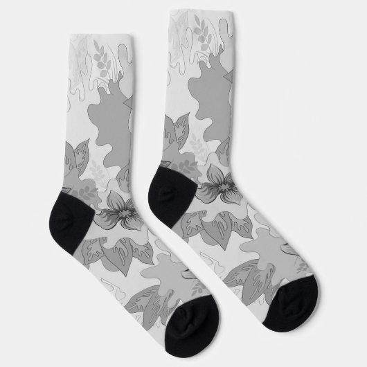 Monochrome graue Blume Socken (Rechts)