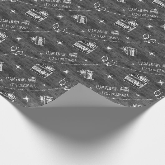 Monochrome graue rustikale Kamerasymbole Twinkle L Geschenkpapier (Ecke)