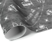 Monochrome graue rustikale Kamerasymbole Twinkle L Geschenkpapier (Rolleneckpunkt)