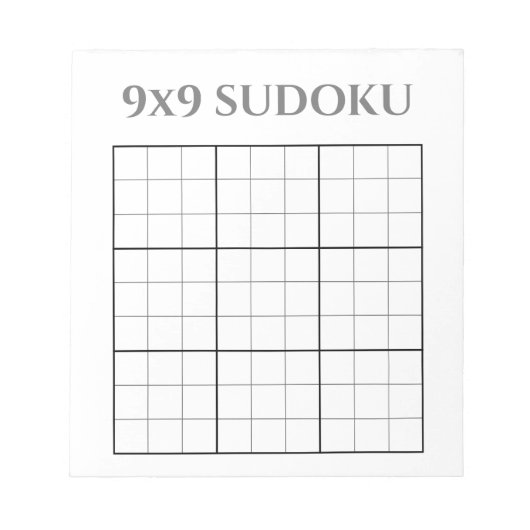 Monochrome Graue und weiße 9x9-Sudoku-Vorlage Notizblock (Vorderseite)