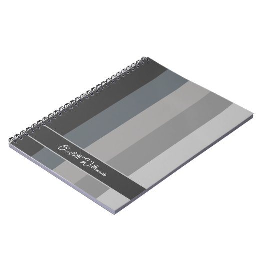 MONOCHROME GRAUEN FARBSTRIPE LINIE PATTERNAME NOTIZBLOCK (Linke Seite)