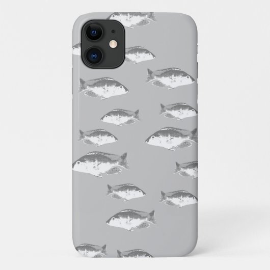 Monochrome grauer Fisch Case-Mate iPhone Hülle (Rückseite)