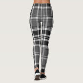 Monochrome Gray Black White Plaid Tartan Leggings (Rückseite)