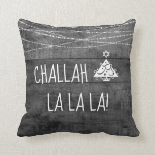 Monochrome Gray Challah La La La Chrismukkah Icon Kissen