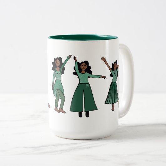 Monochrome Green Dancer #1 Zweifarbige Tasse (VorderseiteRechts)