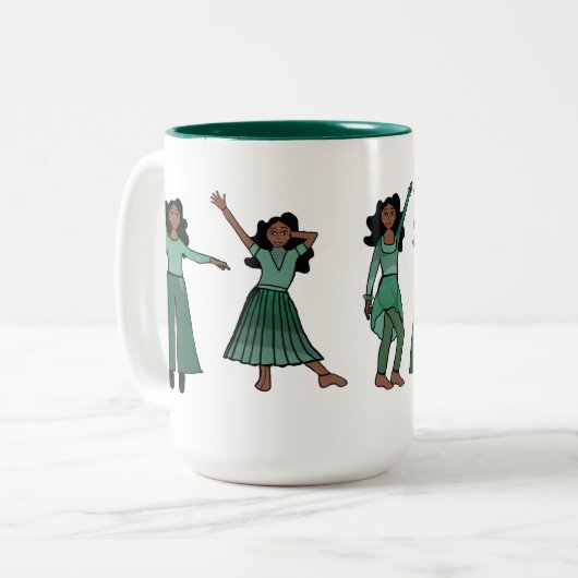 Monochrome Green Dancer #1 Zweifarbige Tasse (Vorderseite Links)