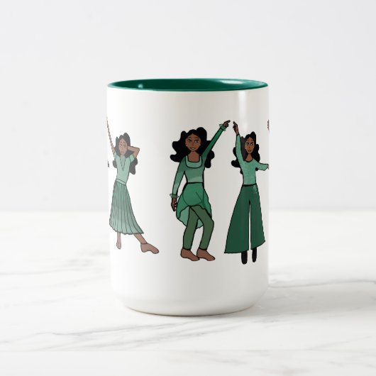 Monochrome Green Dancer #1 Zweifarbige Tasse (Mittel)