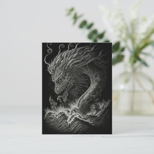 Monochrome griechische Mythologie Kraken Sea Monst Postkarte (Stehend Vorderseite)