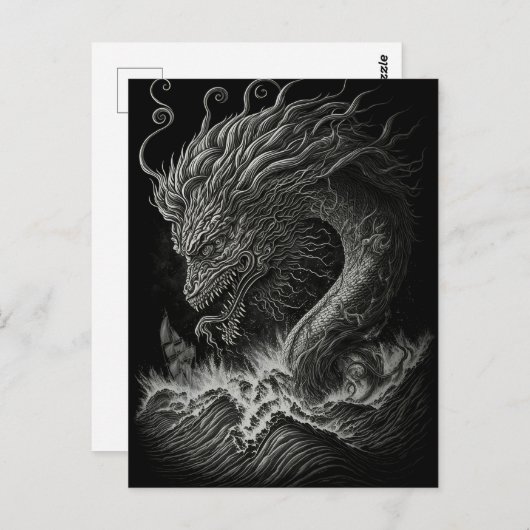 Monochrome griechische Mythologie Kraken Sea Monst Postkarte (Vorne/Hinten)