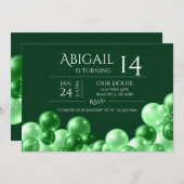 Monochrome Grünballon Arch Moderner Geburtstag Einladung (Vorne/Hinten)